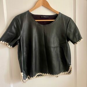 Zara cropped leather-like blouse
